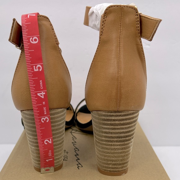 VINTAGE HAVANA, BLACK & TAN OPEN TOE MIDTOP, ADJUSTABLE ANKLE LOOP WITH BUCKLE - Picture 12 of 14